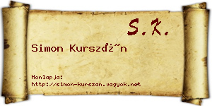 Simon Kurszán névjegykártya
